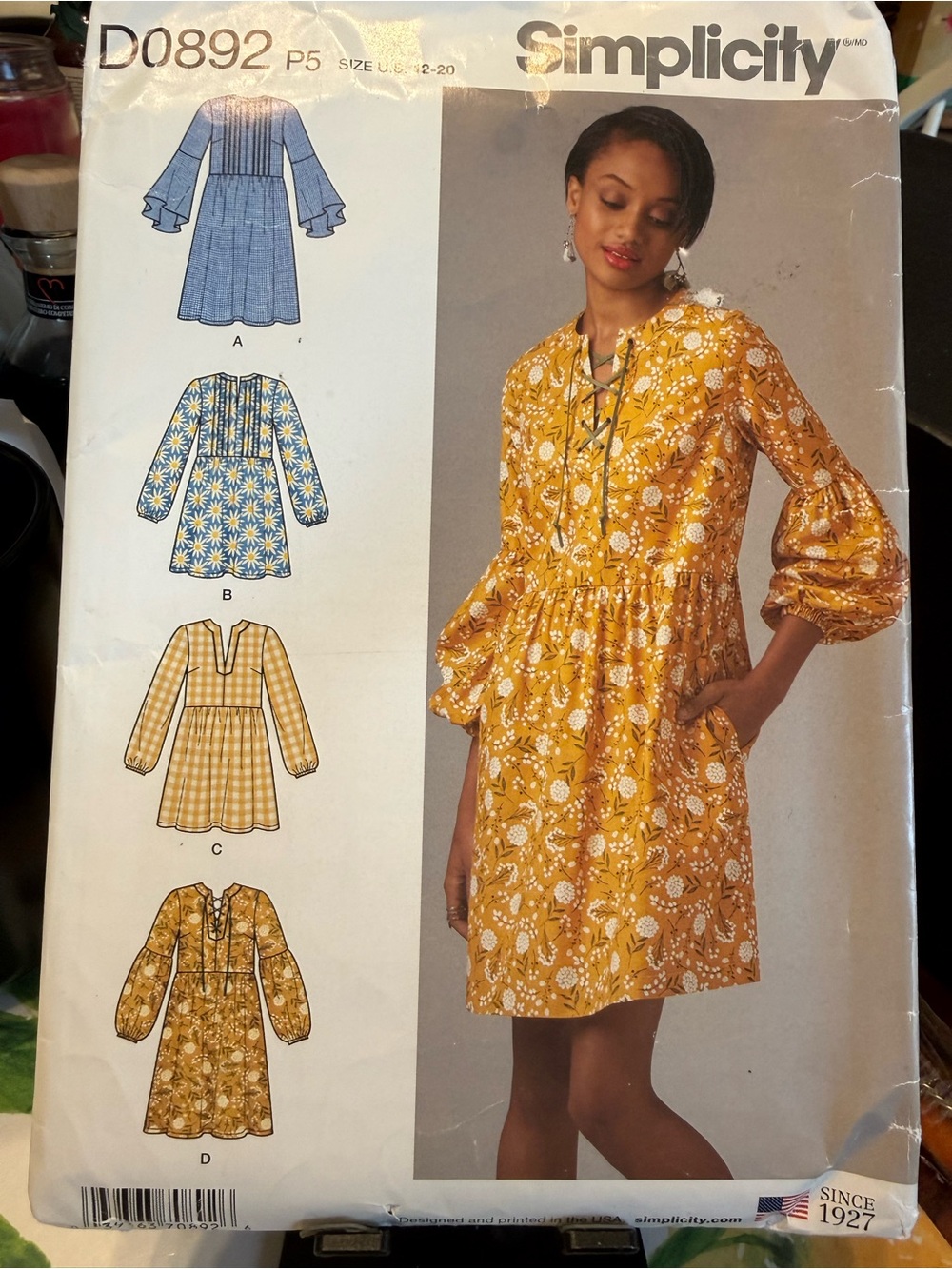 Simplicity D0892 Boho Prairie Dress Tunic Sewing Pattern 12-20 Uncut